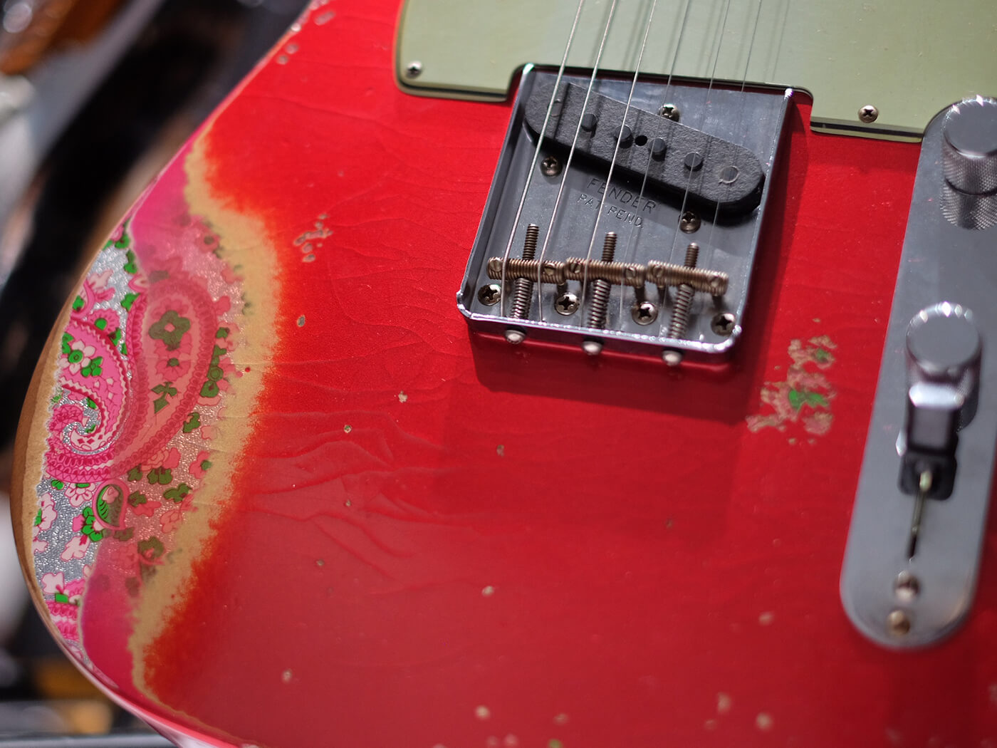 60's HS Tele Heavy Relic, Aged Candy Apple Red Over Pink Paisley