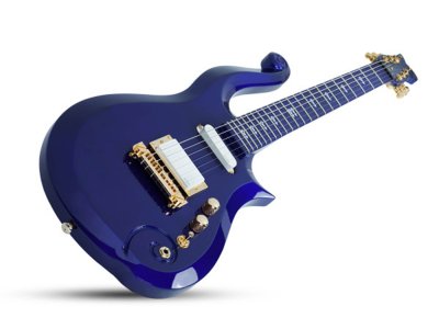 Replica da guitarra do Prince Cloud em ângulo azul