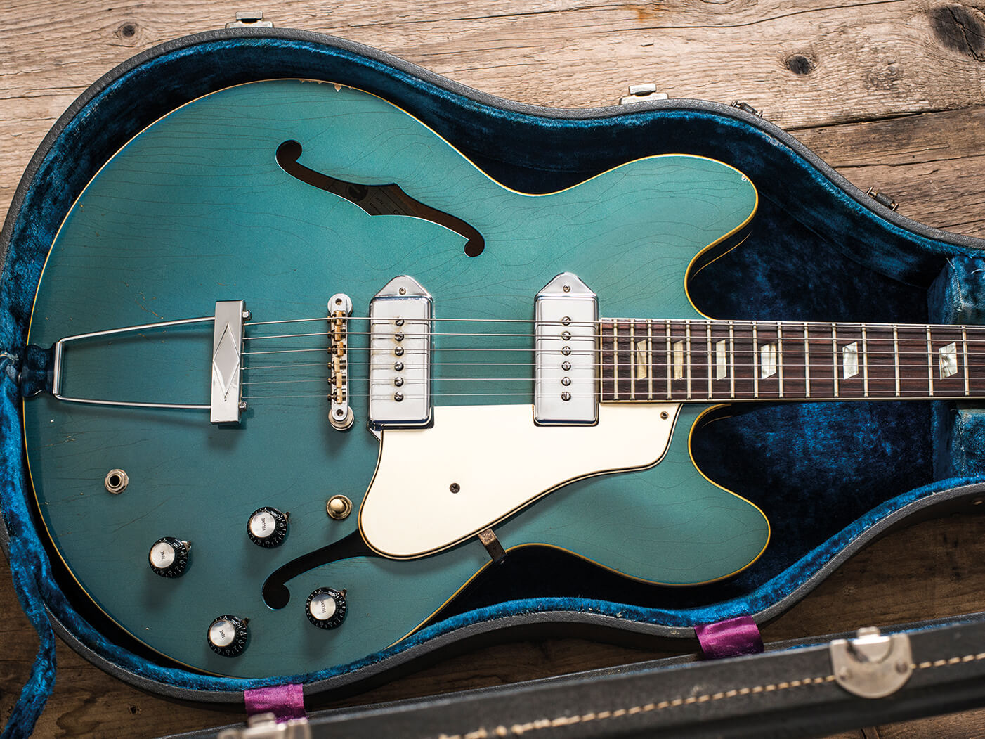 This 1967 Epiphone Casino comes in an ultra-rare Pelham Blue finish