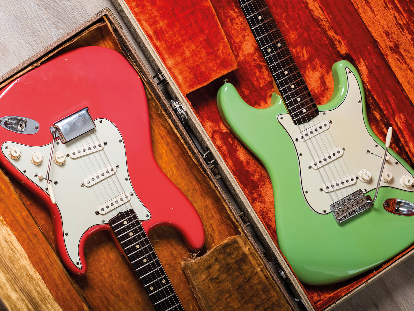 Fender Pre-CBS coloured strats group shot