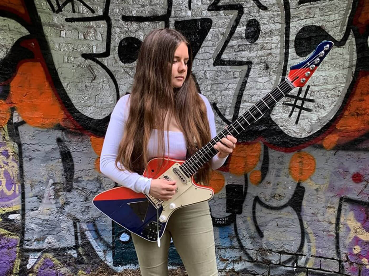 Arielle with prototype Brian May guitar