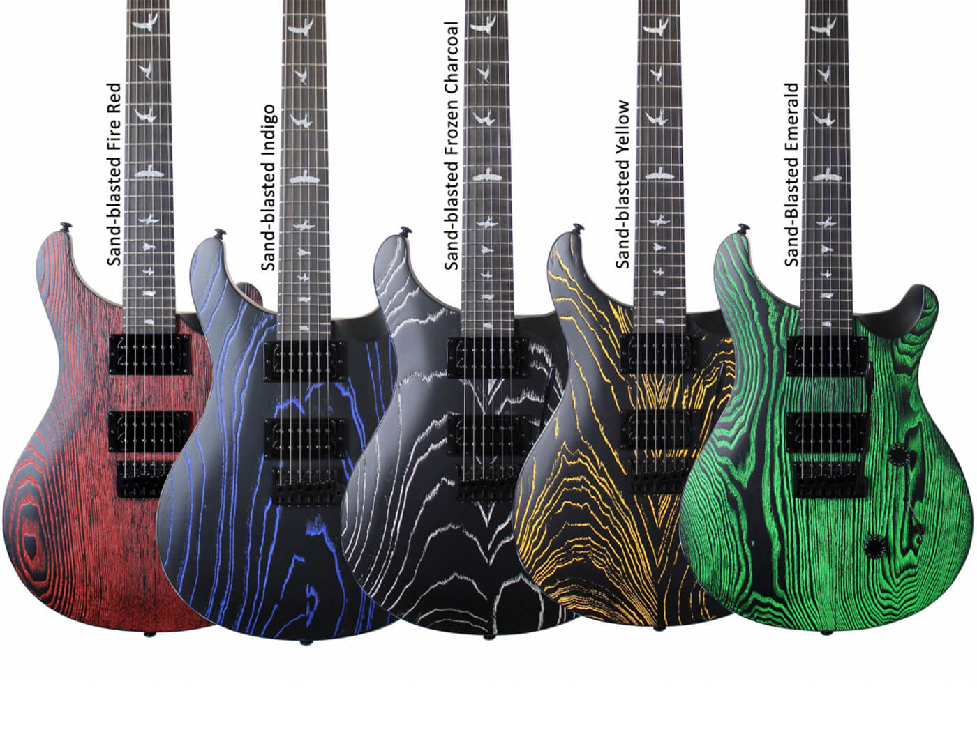 The available colours for the PRS SE Ltd Sandblasted Swamp Ash