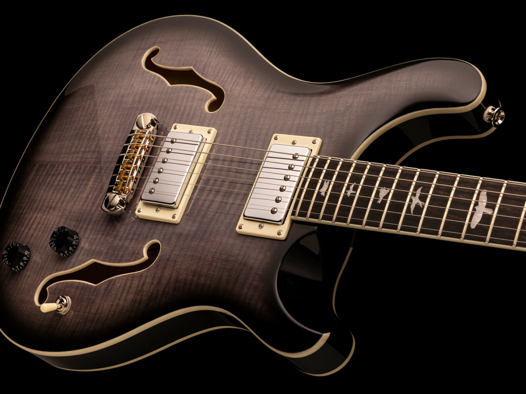 The PRS SE Hollowbody II in Charcoal Burst