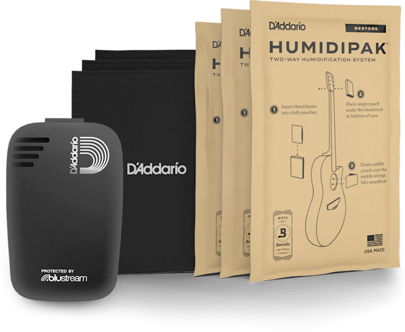 D'Addario Humidikit Bluetooth humidity control system.
