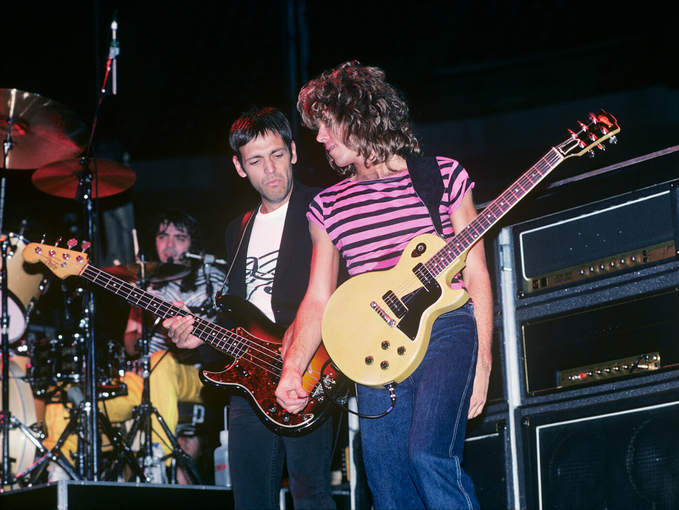 Greg Lubahn (pictured on the left) playing with the Billy Squier Band.