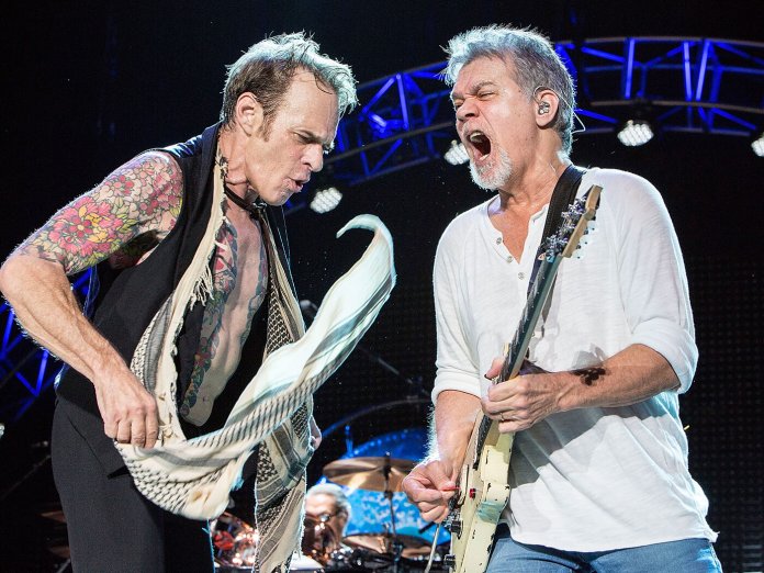 David Lee Roth and Eddie Van Halen performing with Van Halen.