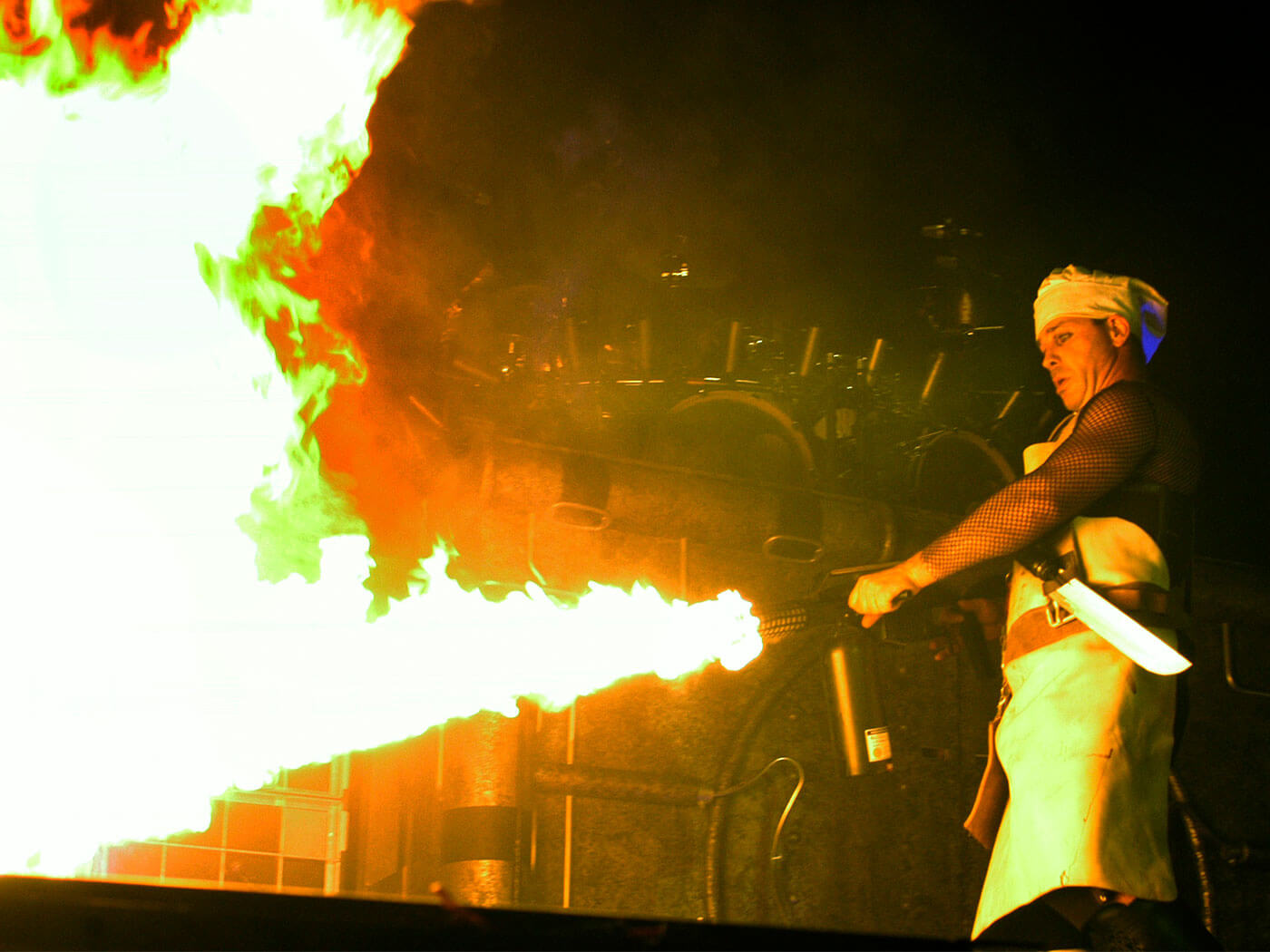 Rammstein's Till Lindemann performing on stage.