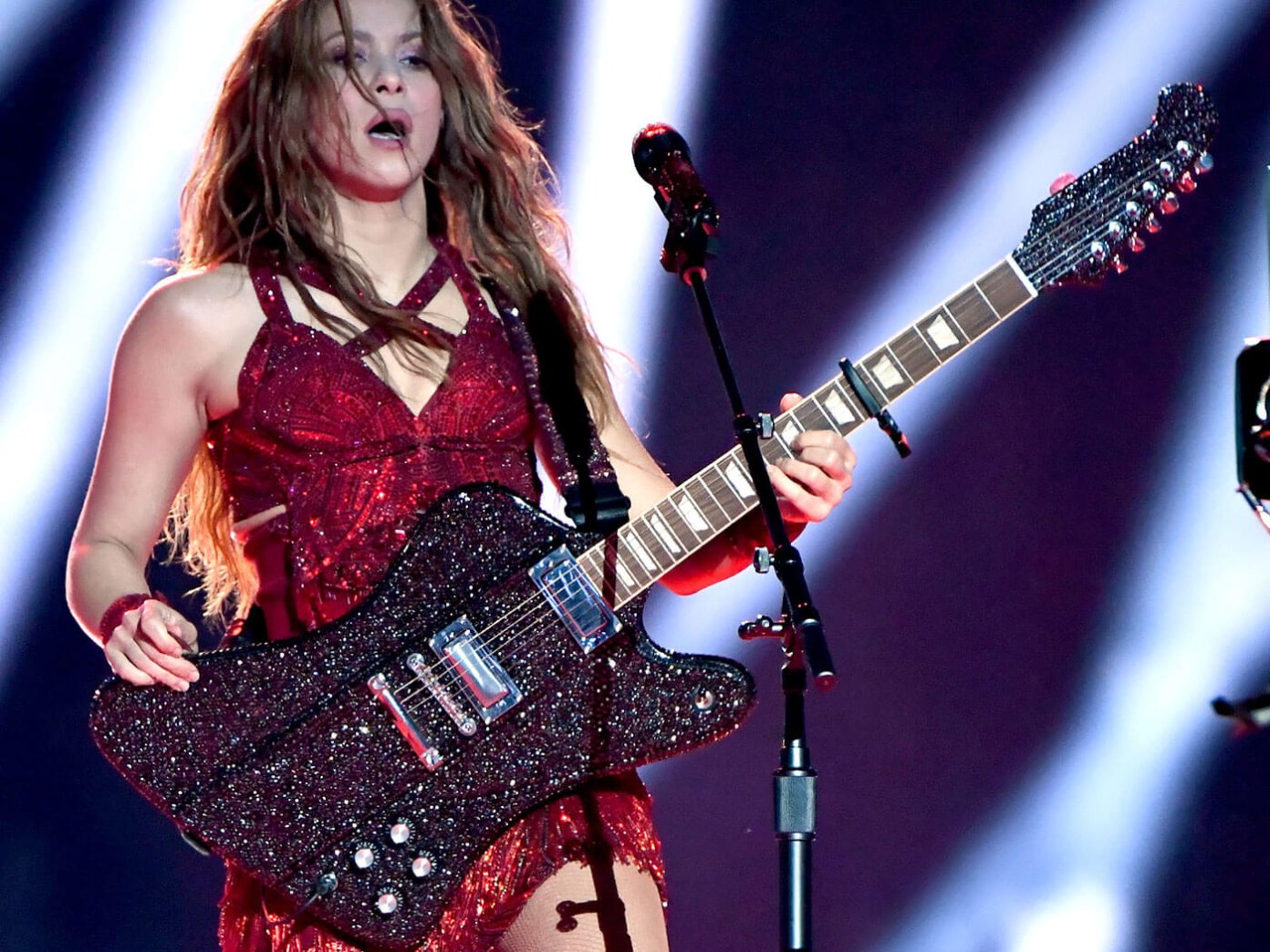 Shakira’s Super Bowl Gibson Firebird is encrusted with 70,000 Swarovski