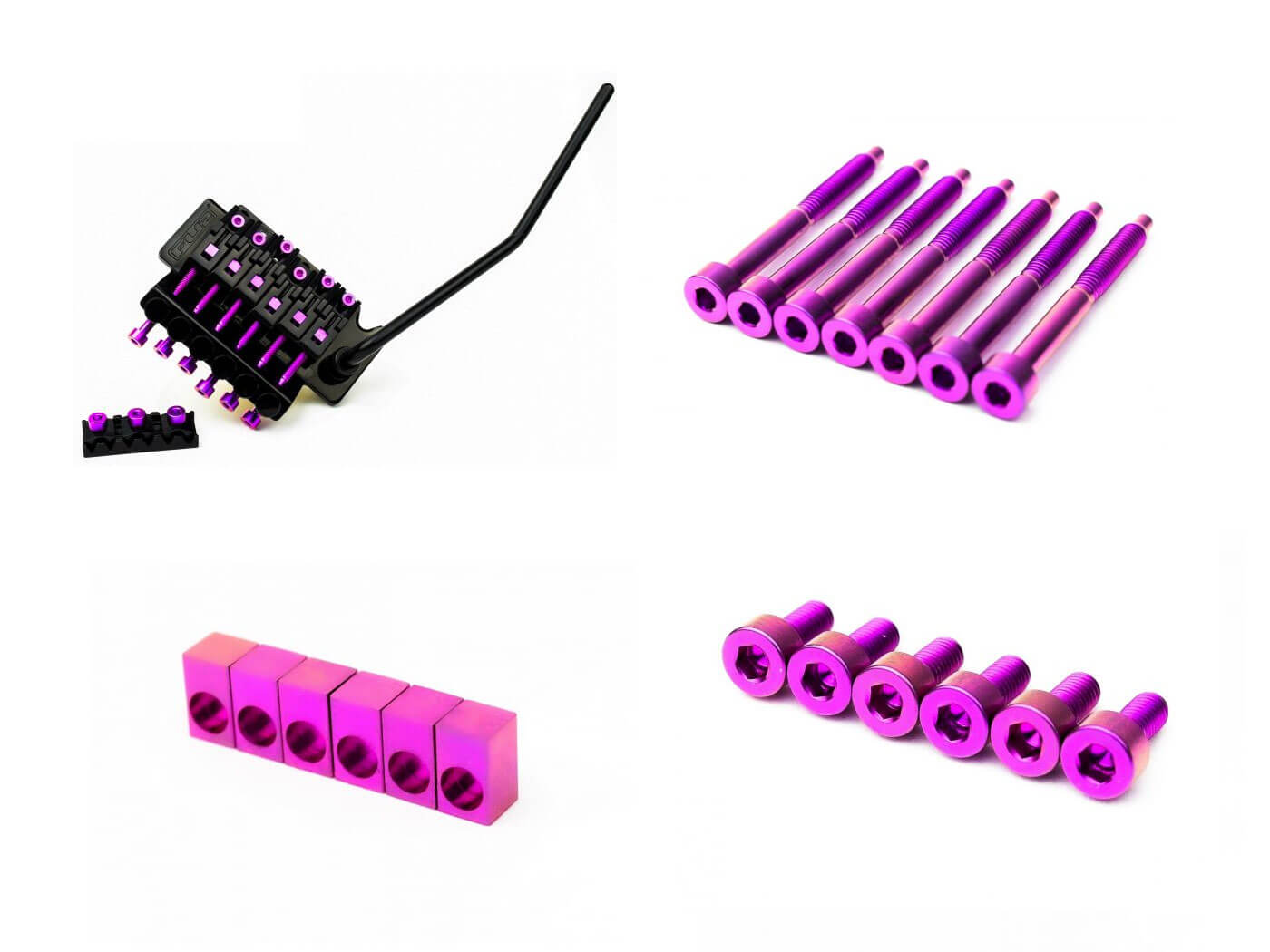 Upgrade your tremolo with these purple titanium hardware inserts 