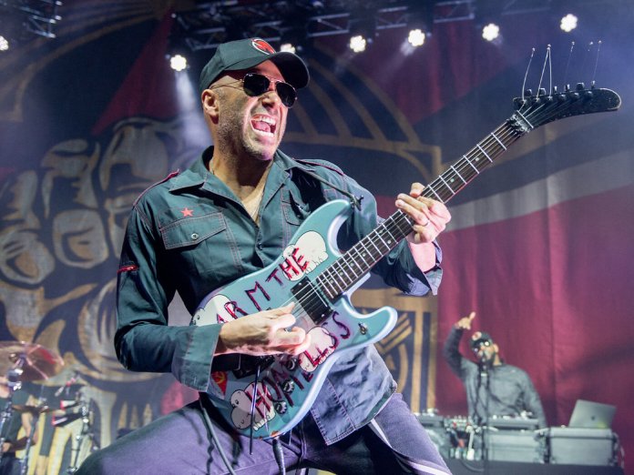 Tom morello onstage with prophets of rage