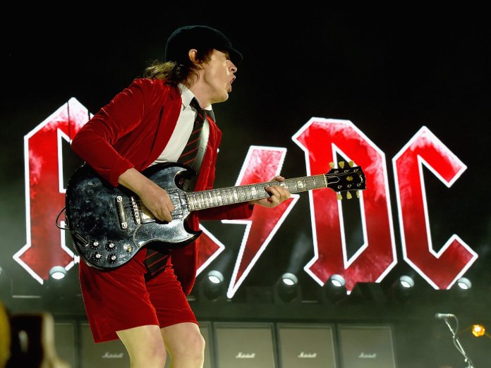 Angus Young onstage with AC/DC