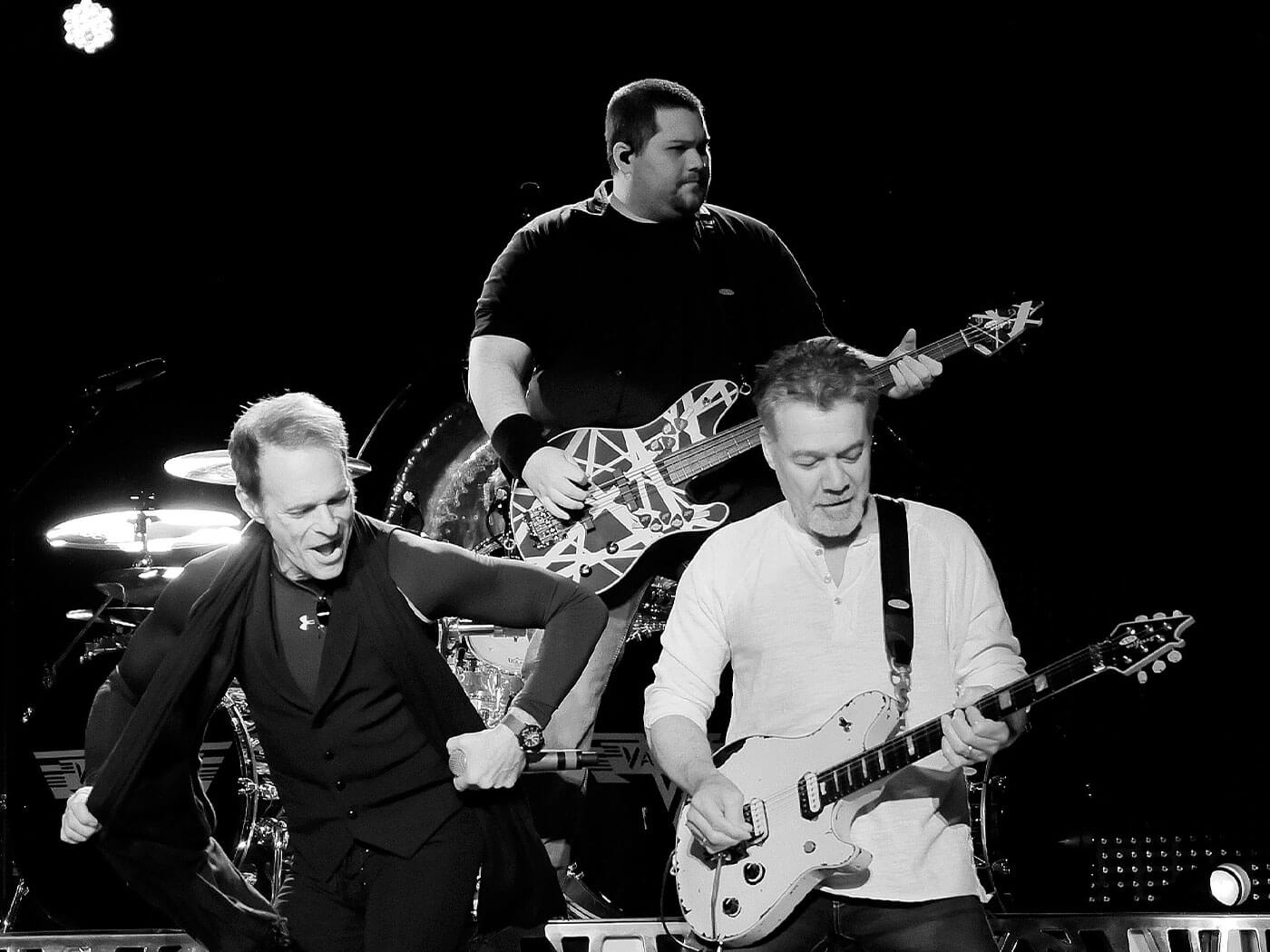 Wolfgang and Eddie Van Halen perform alongside David Lee Roth