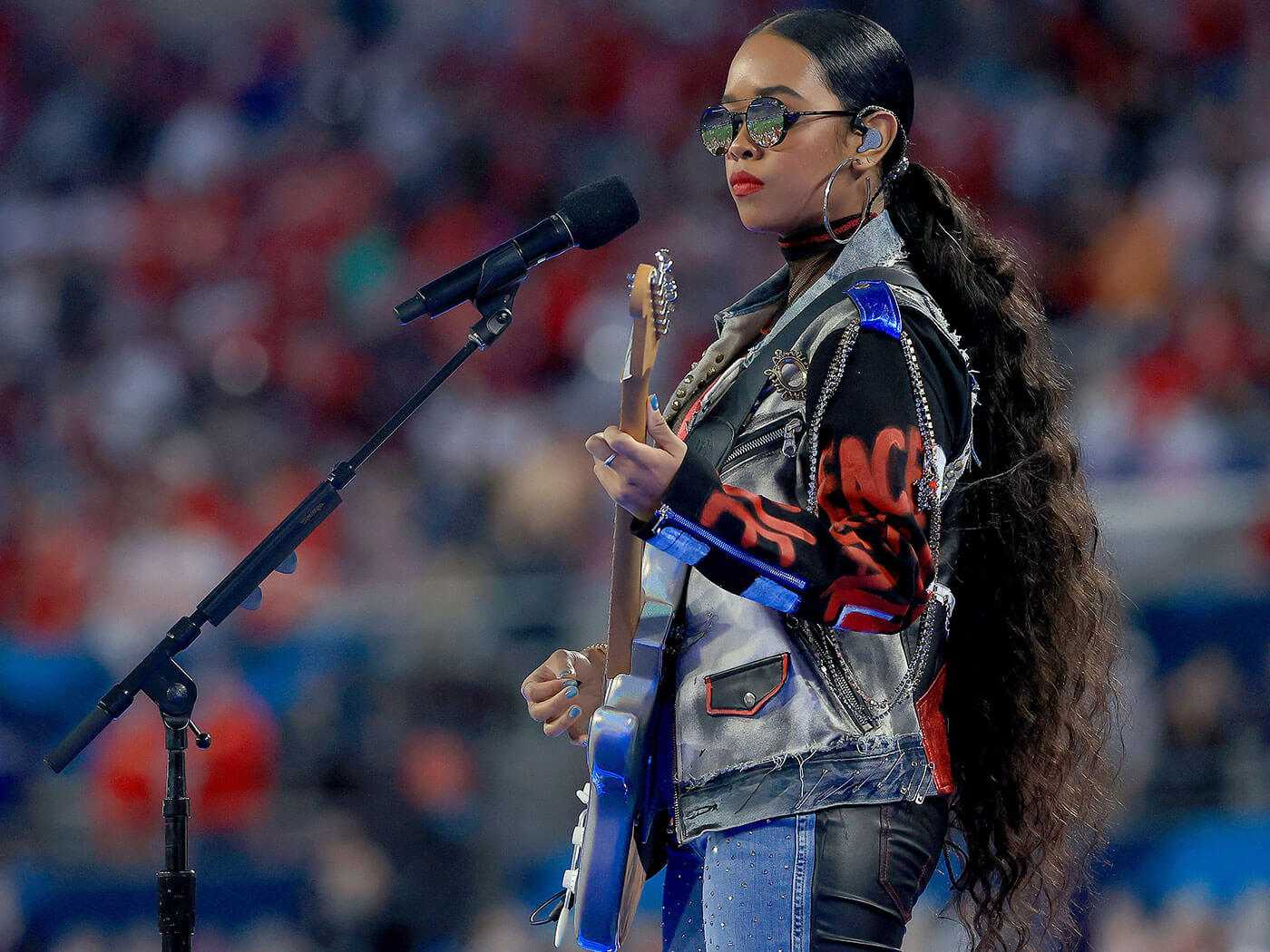 H.E.R. performing at the Super Bowl LV