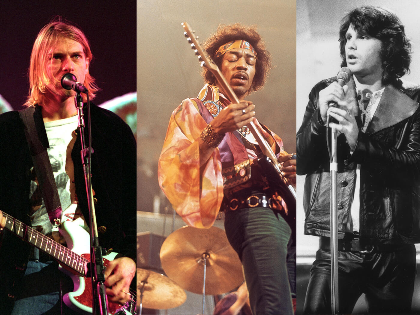 Kurt Cobain, Jimi Hendrix and Jim Morrison