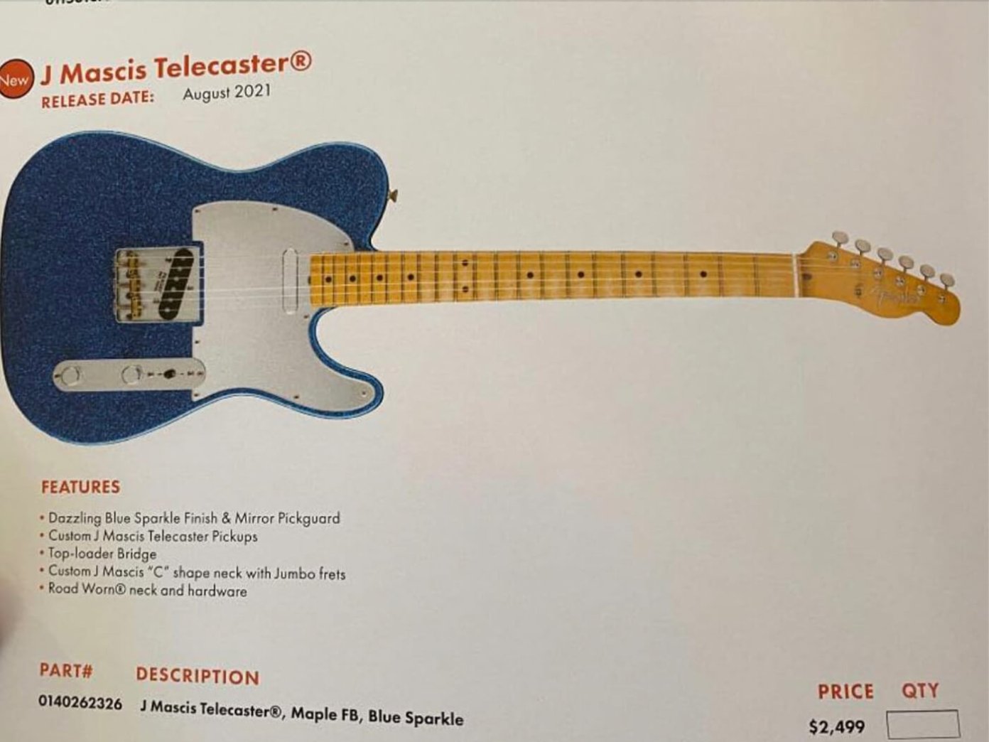 Fender J Mascis Telecaster May Be On The Way According To Online Leak 
