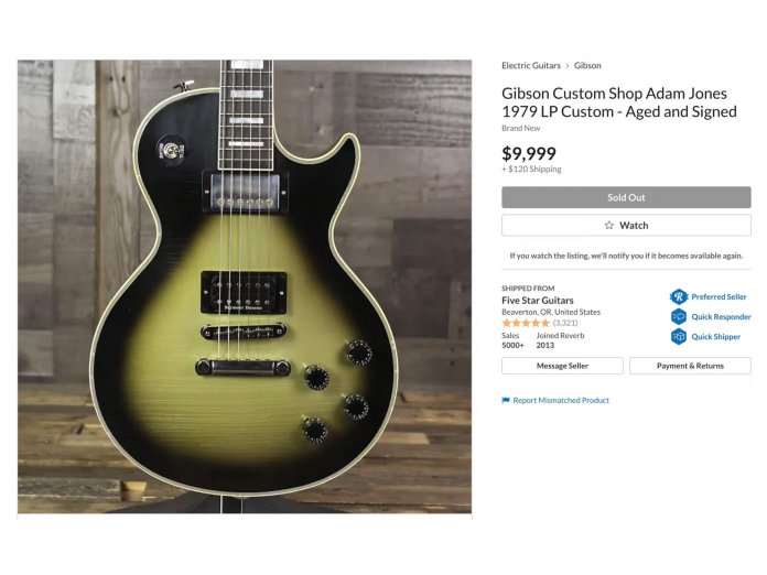 Gibson Silverburst Adam Jones Custom Les Paul 2021 reissue
