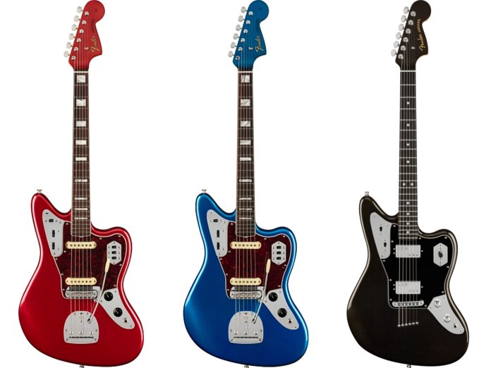 Fender's 60th Anniversary Jaguar electric guitars.