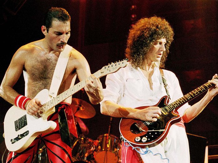 Freddie Mercury and Brian May at Wembley Stadium September 1984