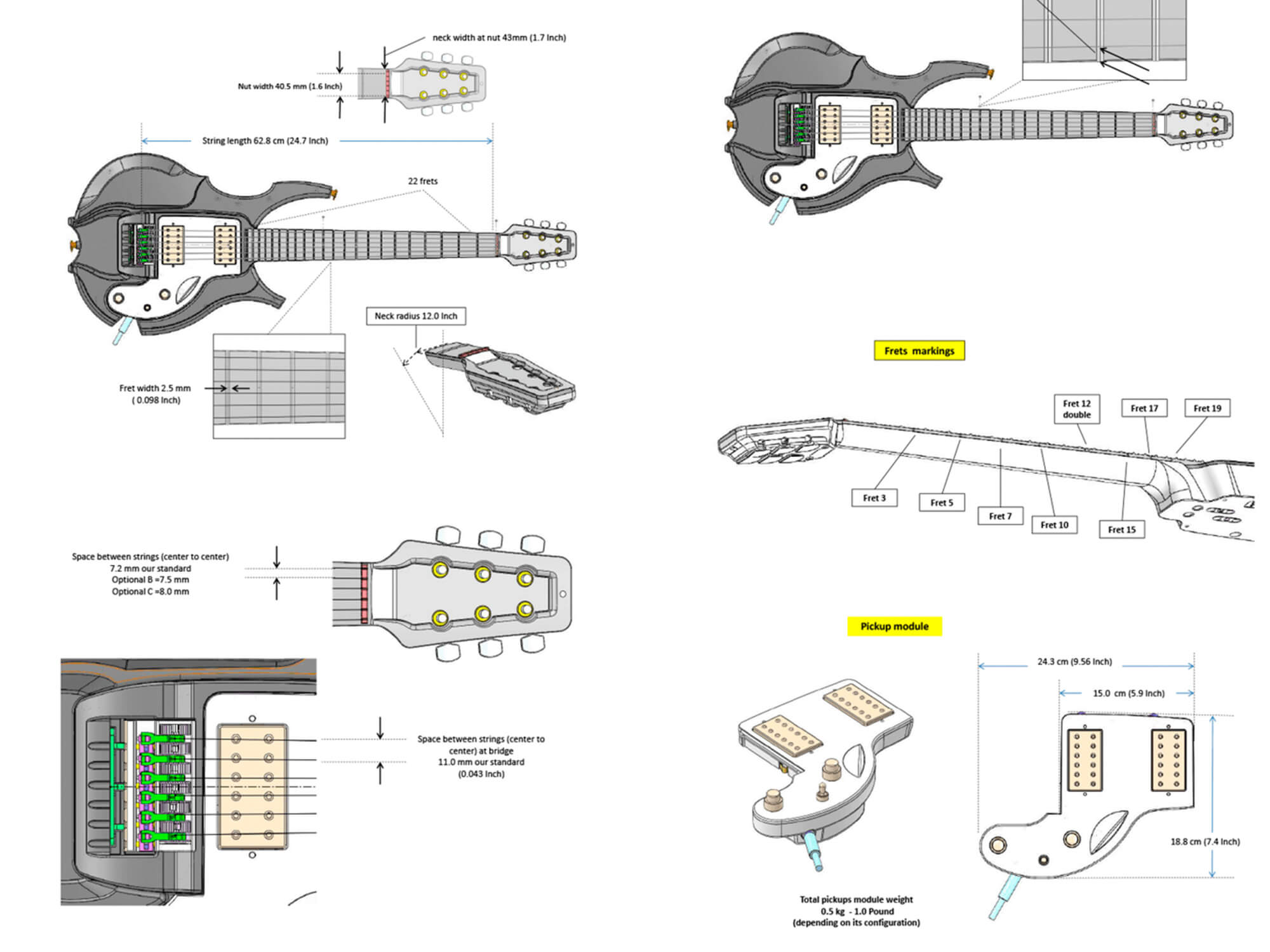 Boaz Guitars' Technical Drawings