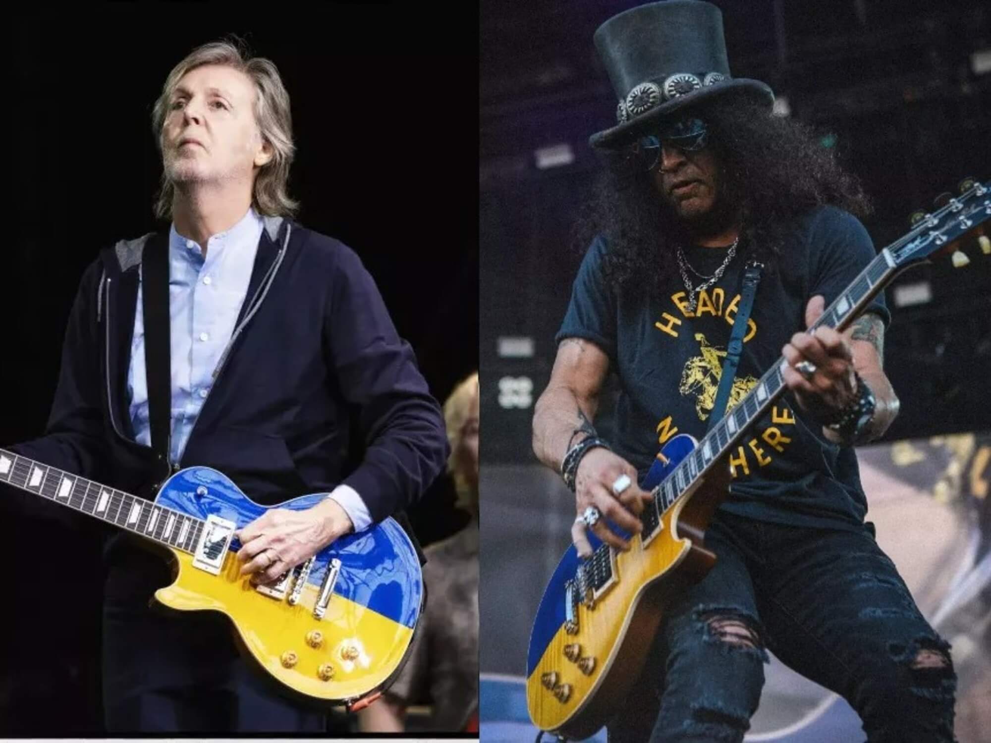Gibson Guitars for Peace Les Paul Custom played by Slash and Paul McCartney