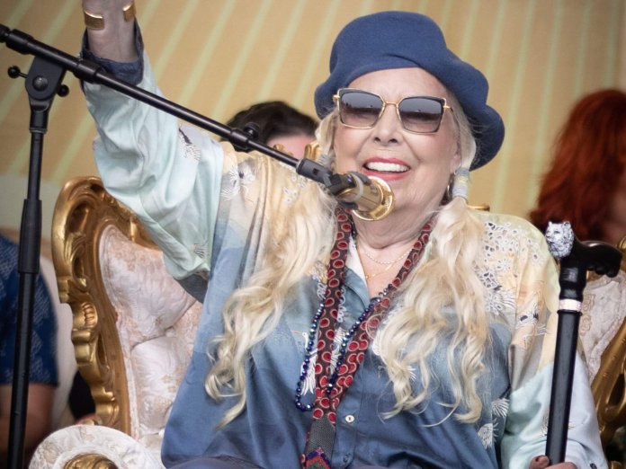 Joni Mitchell onstage in 2022