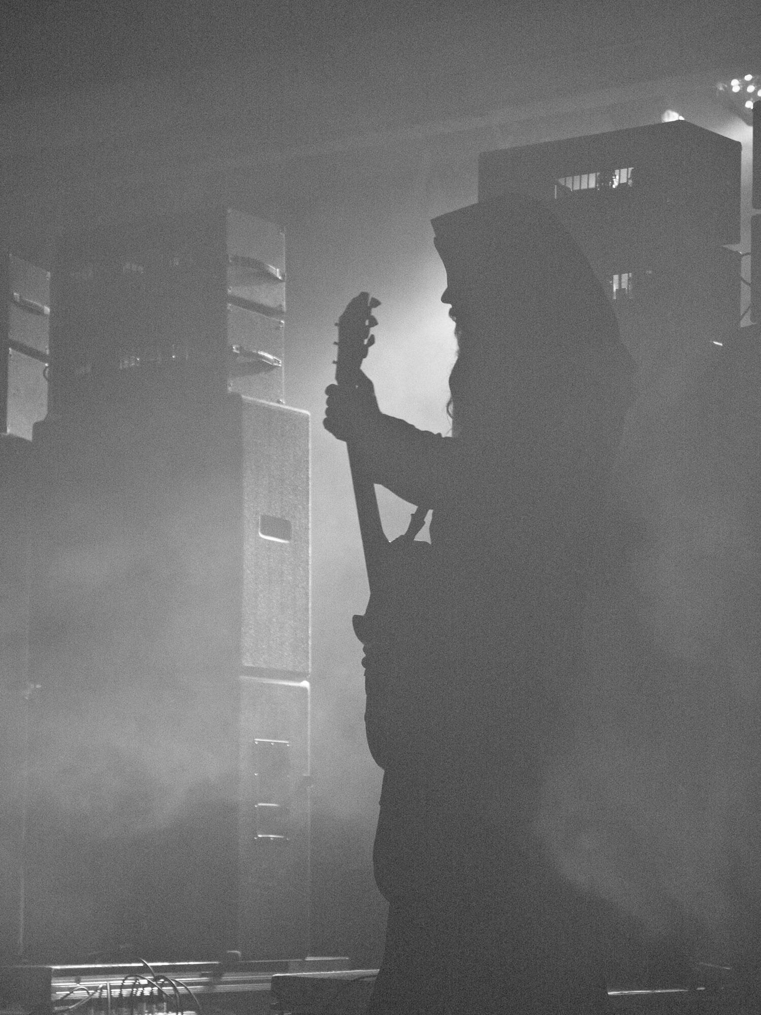 Greg Anderson performing with Sunn O)))