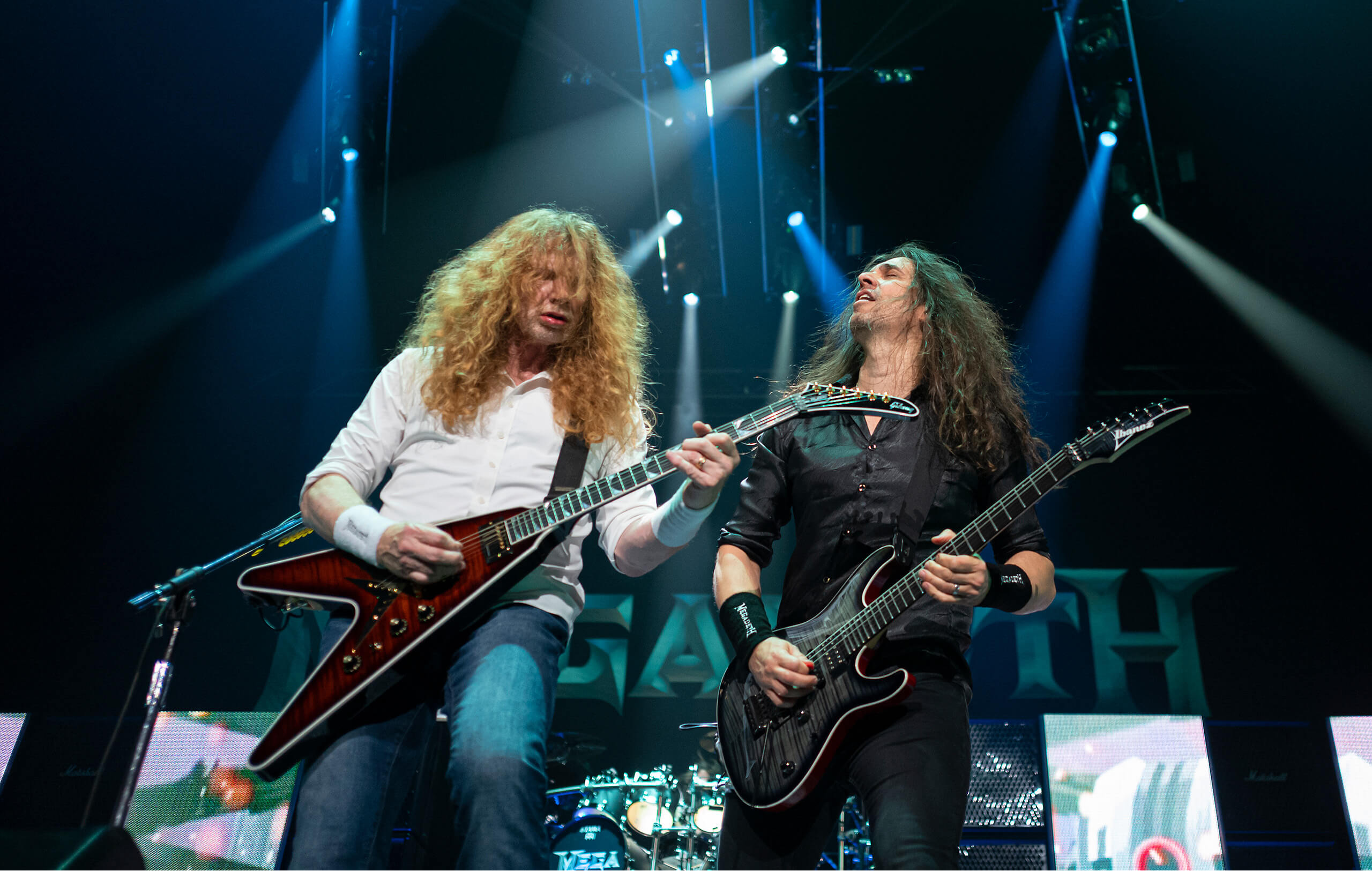 Dave Mustaine and Kiko Loureiro of Megadeth