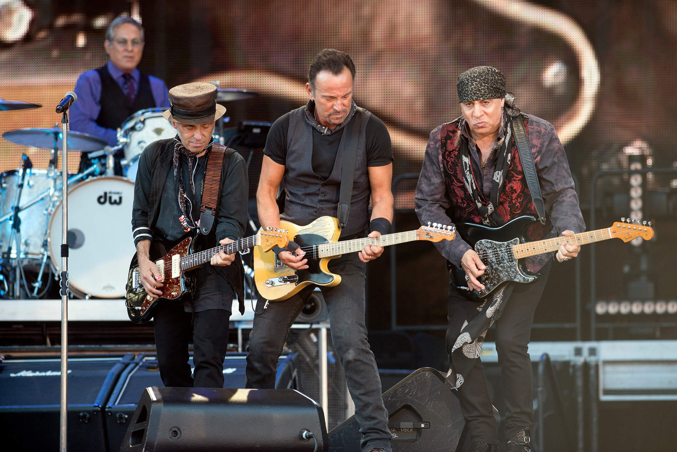 Nils Lofgren, Bruce Springsteen, Steven Van Zandt perform with the E Street Band at Hampden Park on June 1, 2016 in Glasgow, Scotland