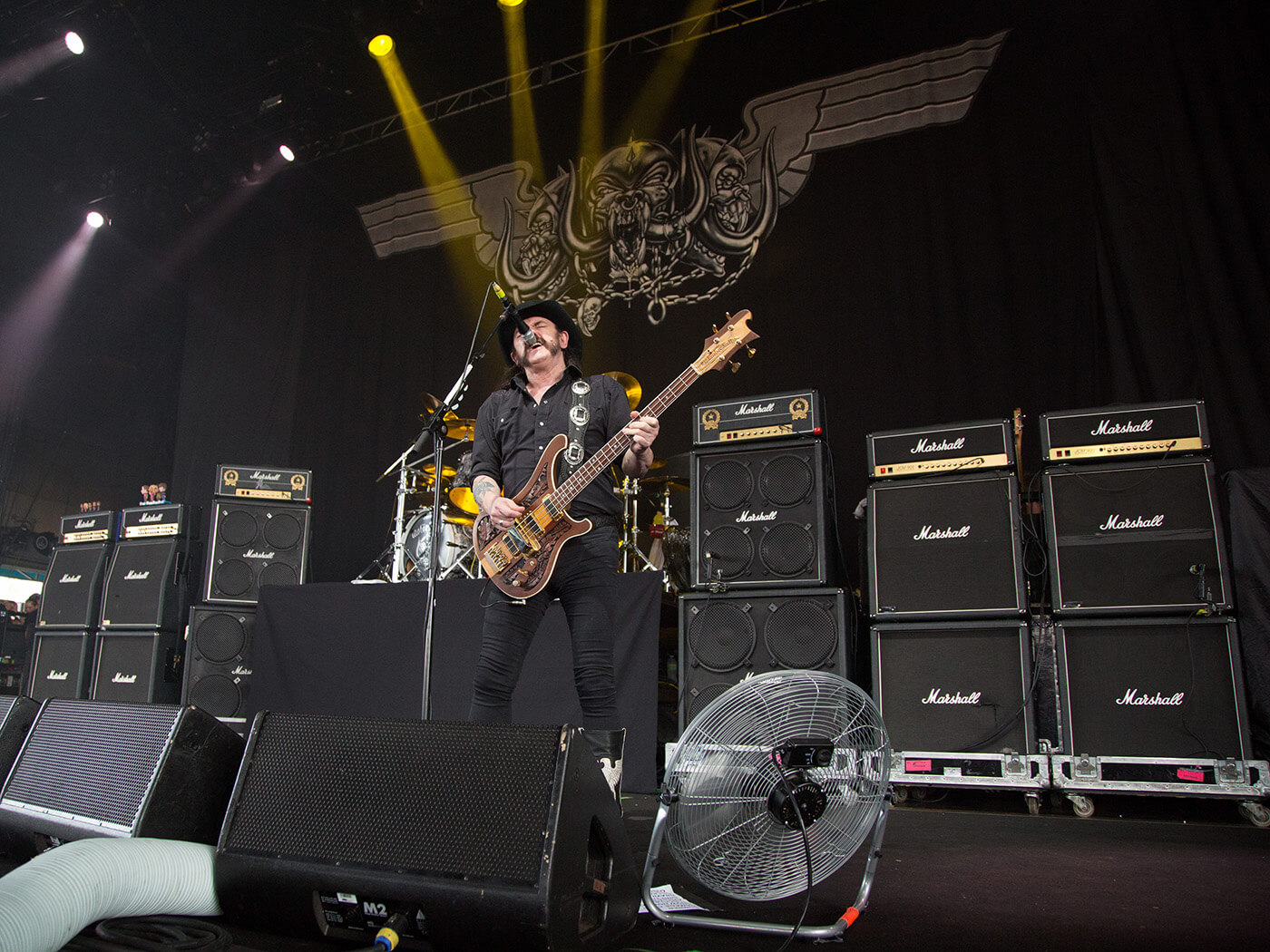 Lemmy Kilmister of Motörhead during the 2012 Rockstar Energy Drink Mayhem Festival at the Riverbend Music Center on July 24, 2012 in Cincinnati, Ohio
