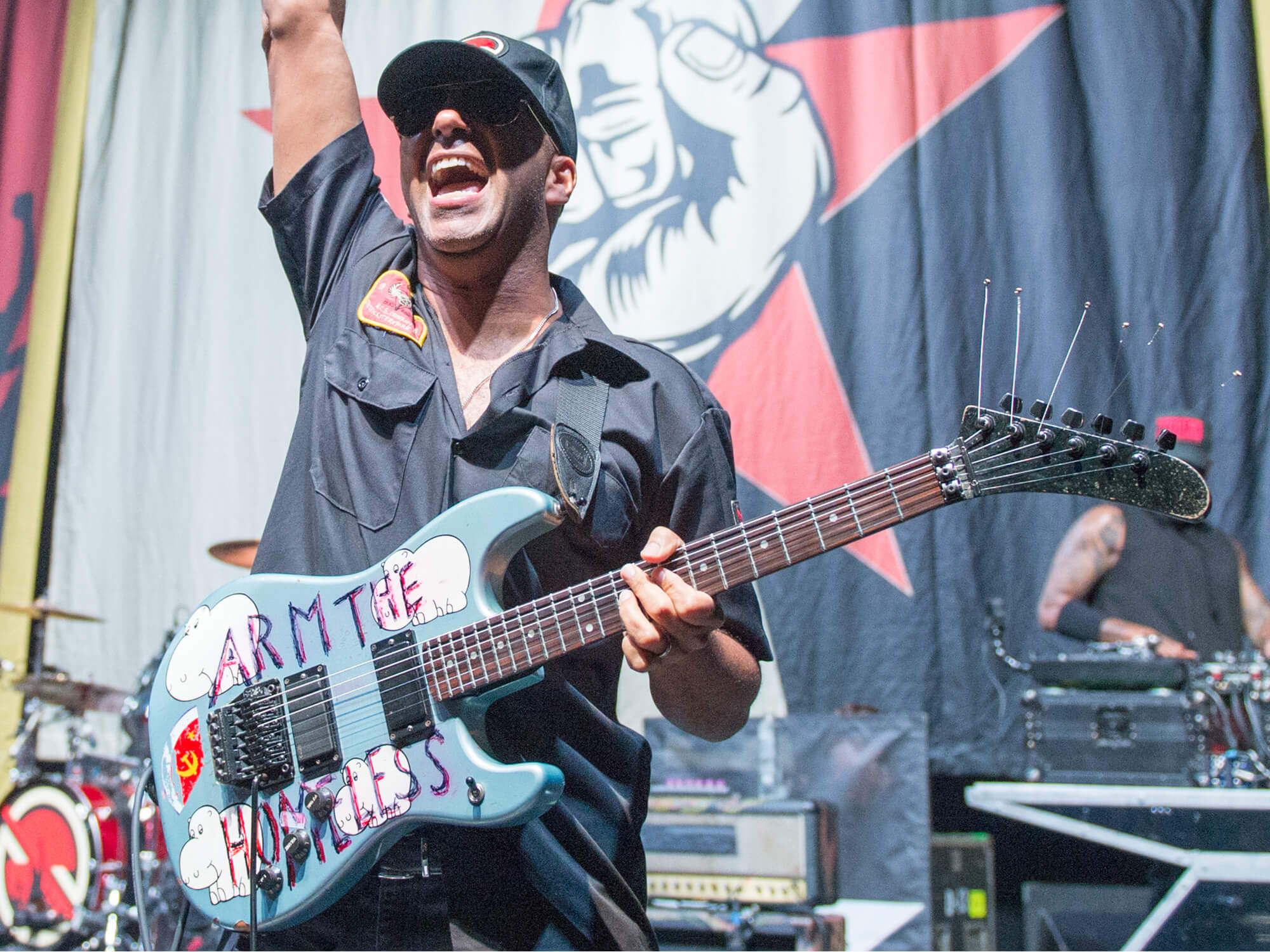 Tom Morello of Rage Against The Machine performs as part of Prophets Of Rage on stage at O2 Shepherd's Bush Empire on August 12, 2019 in London, England