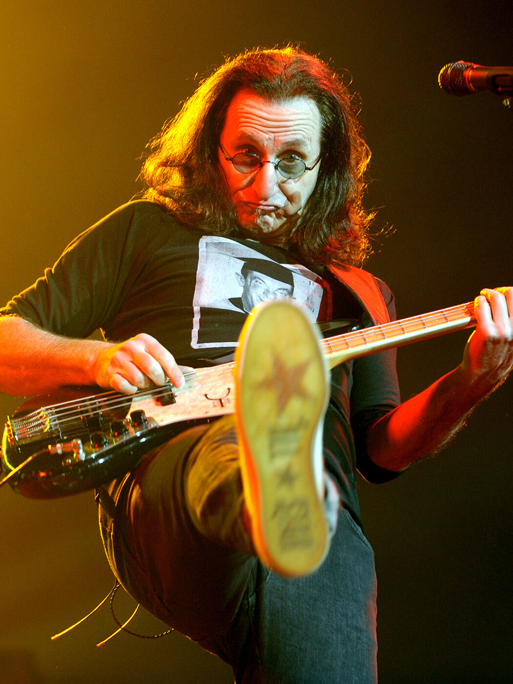 Geddy Lee of Rush performs part of the bands' Clockwork Angels Tour at HP Pavilion on November 15, 2012 in San Jose, California.