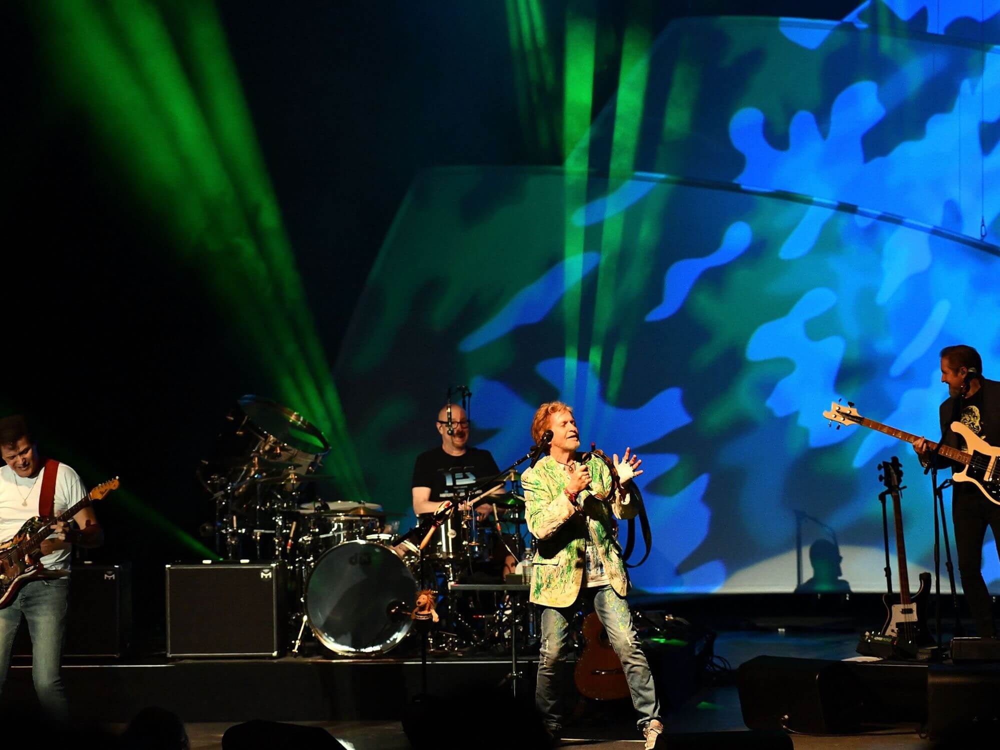 Progressive rock band Yes performing onstage