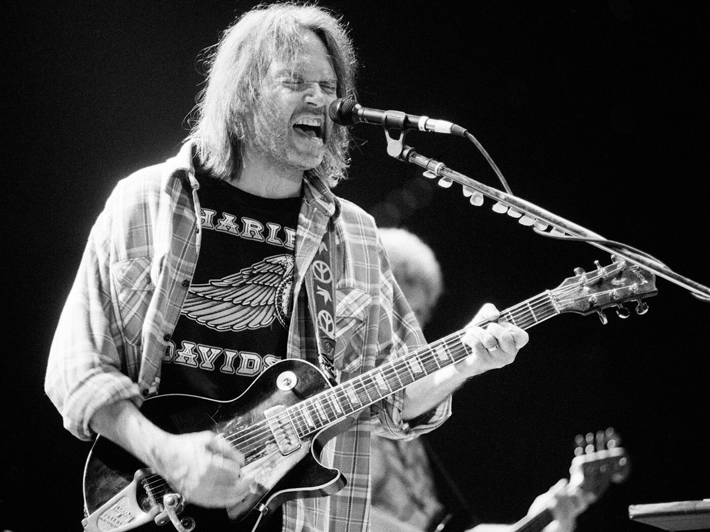 Neil Young, guitar and vocals, performs on July 5th 1993 at Ahoy in Rotterdam, Netherlands.