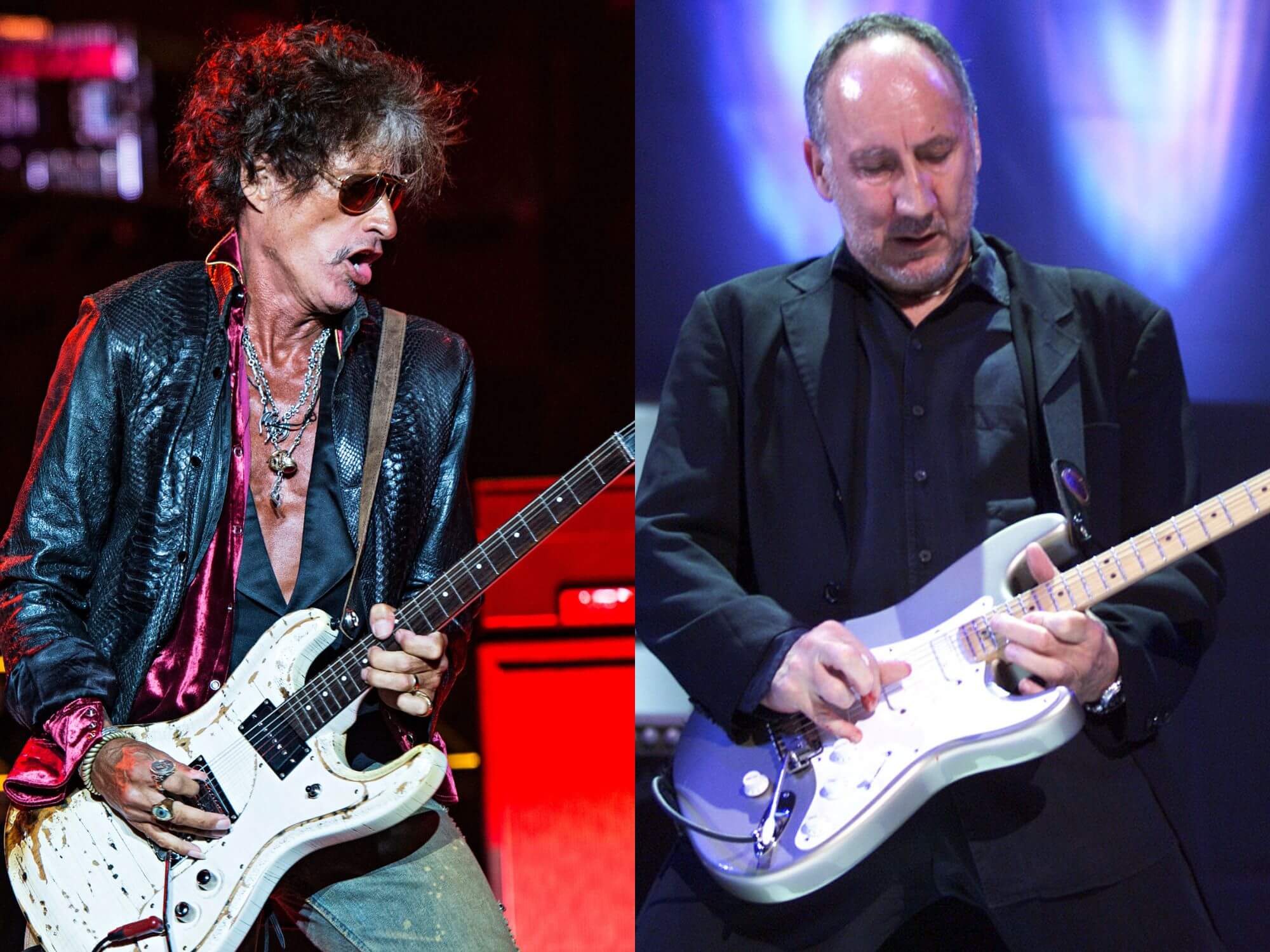 Aerosmith's Joe Perry and The Who's Pete Townshend onstage