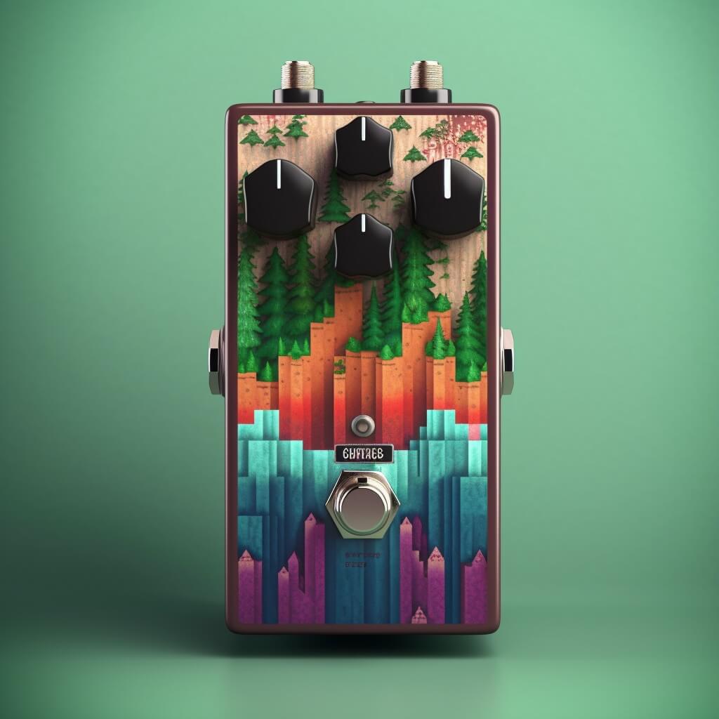 Pedal inspired by Minecraft, with colourful tree design