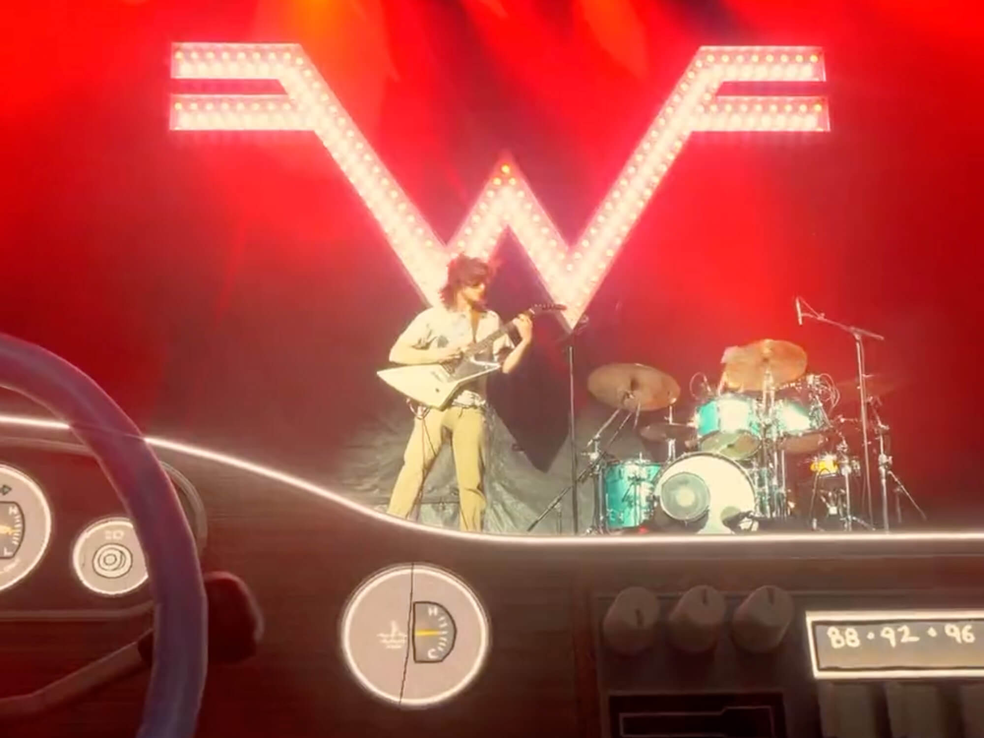 TikToker and musician Evan Marsalli on stage with Weezer