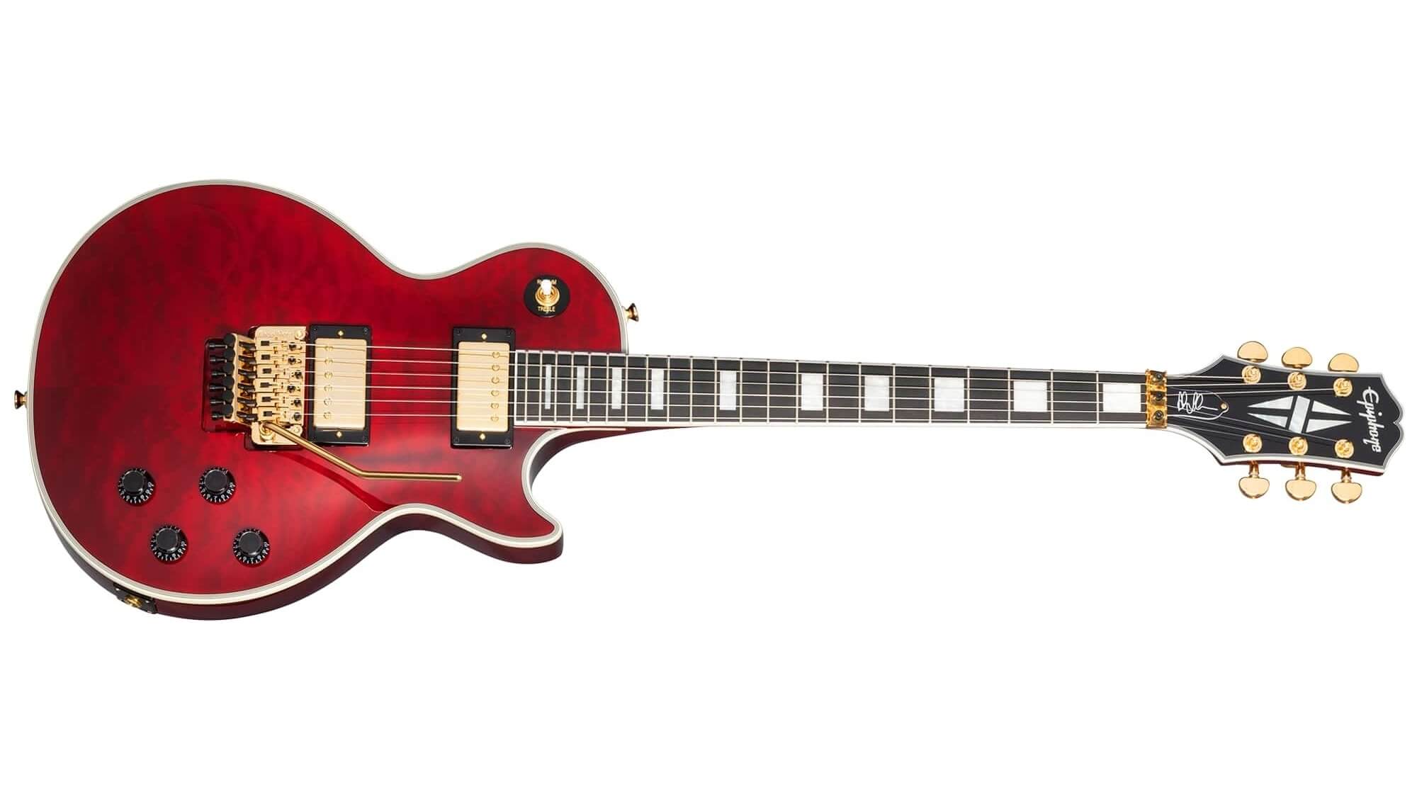 Epiphone's Alex Lifeson Les Paul Custom Axcess in Ruby