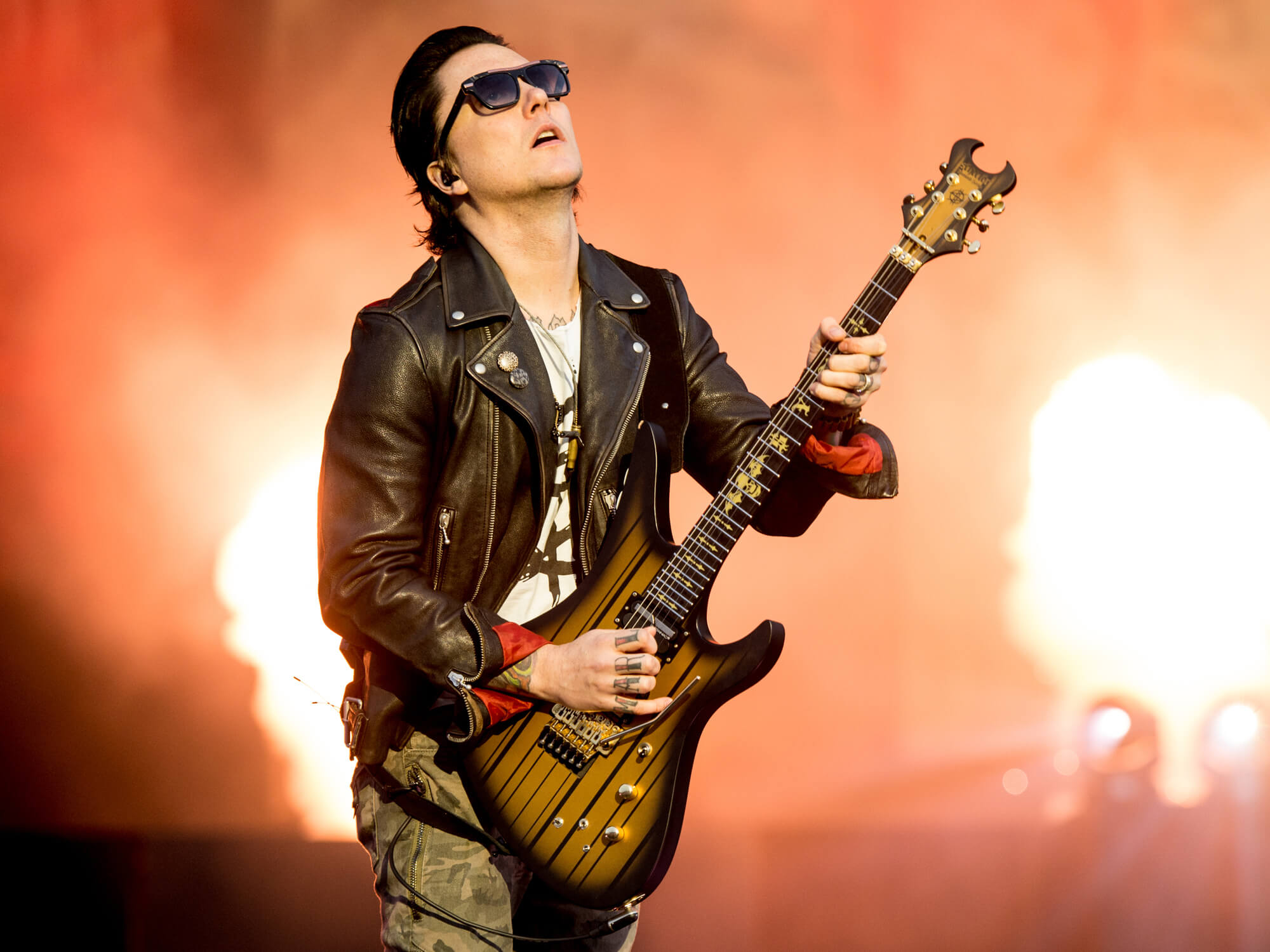 Synyster Gates of Avenged Sevenfold performs