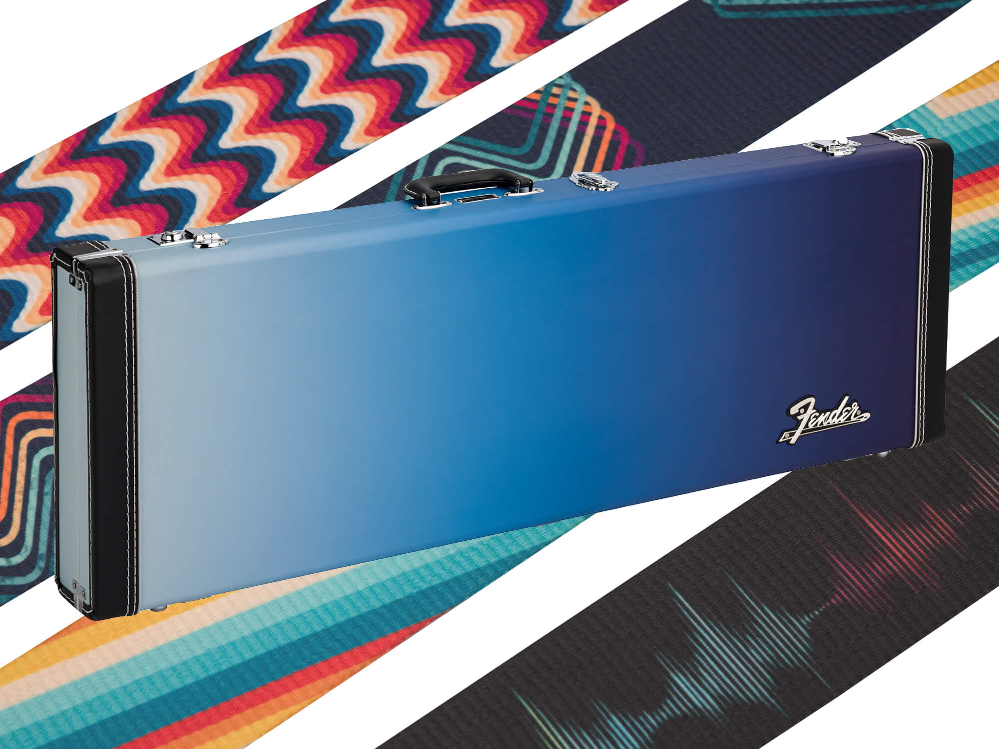 Fender Retro Straps and a blue Ombre Case