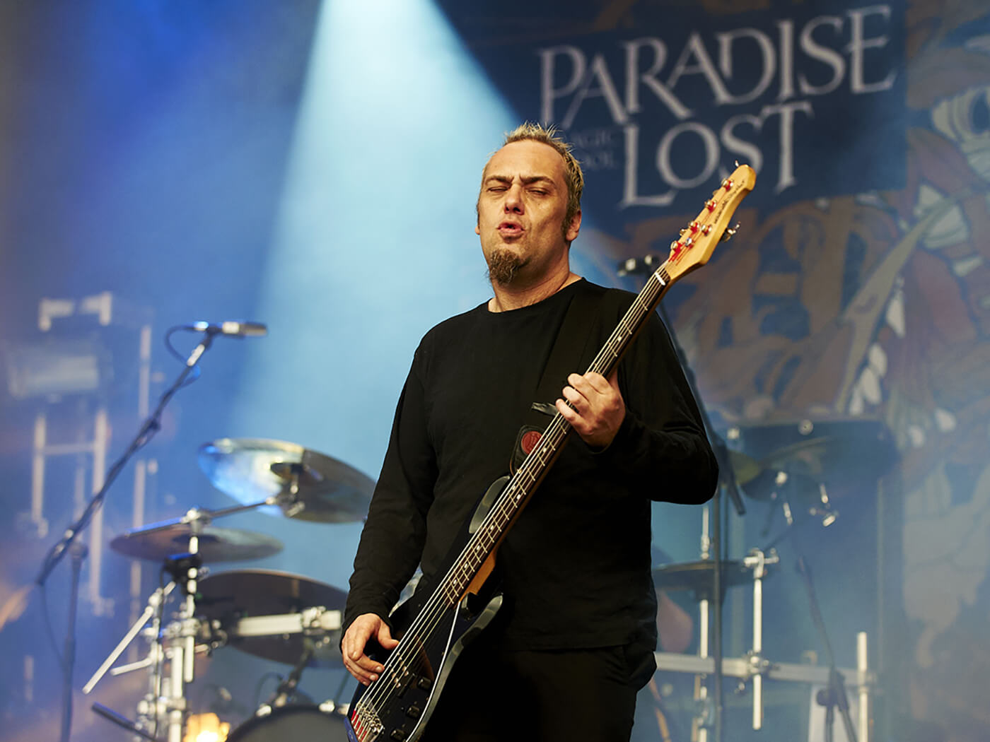 Steve Edmondson of Paradise Lost performing at Bloodstock Open Air in 2012