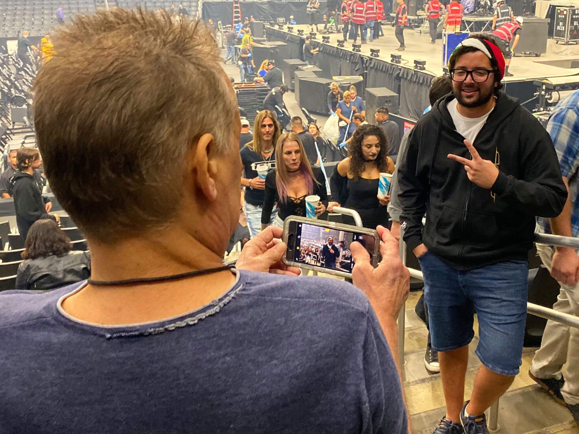 Eddie Van Halen takes a picture of an unwitting fan