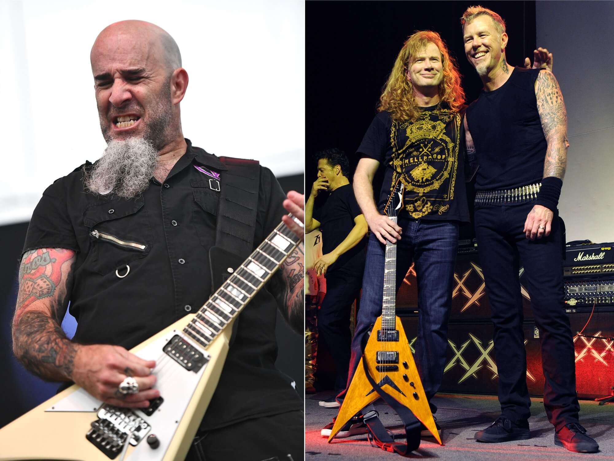 Anthrax's Scott Ian and Metallica's James Hetfield and Dave Mustaine