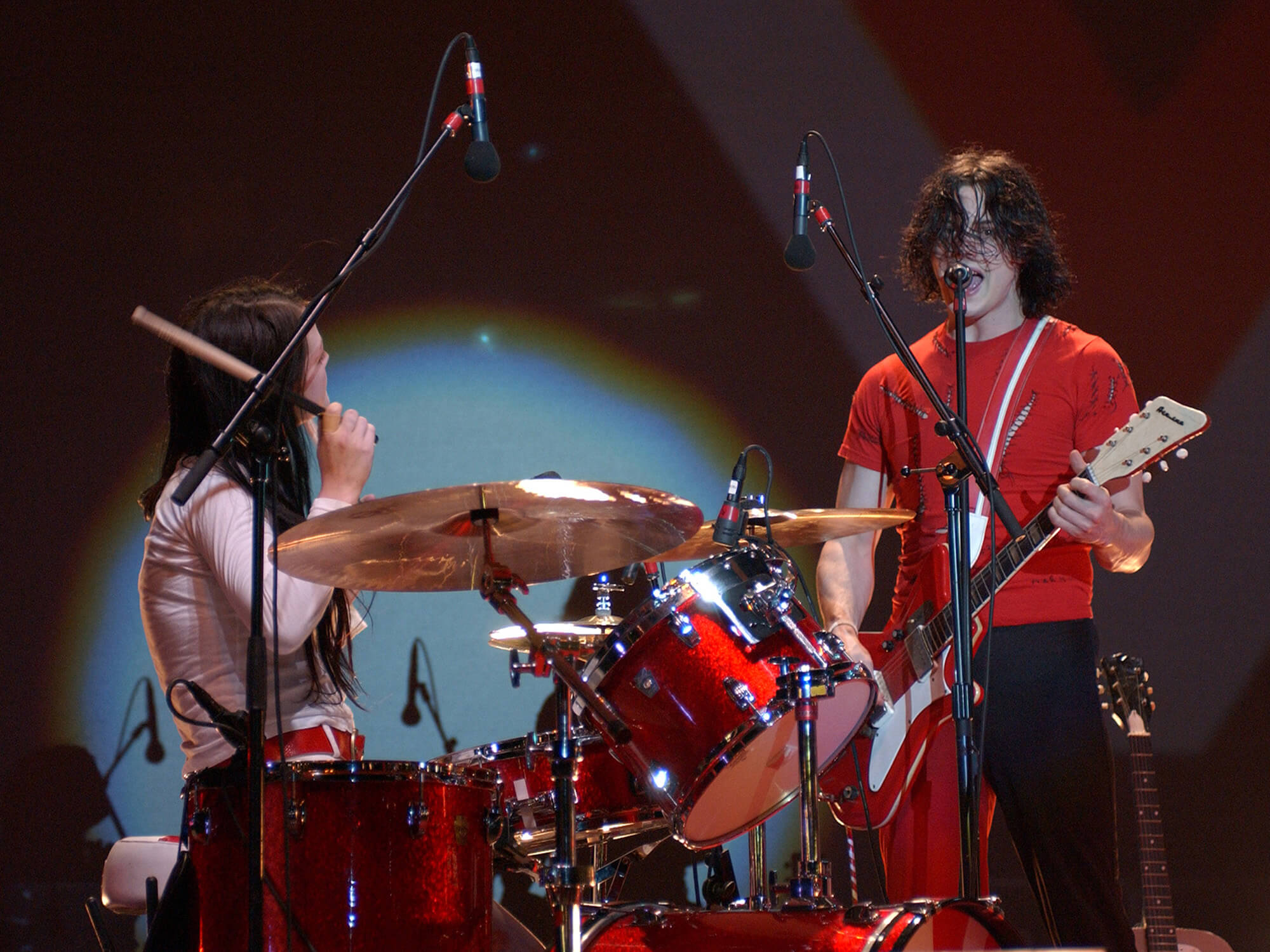 The White Stripes performing in 2003 by Larry Marano/Getty Images