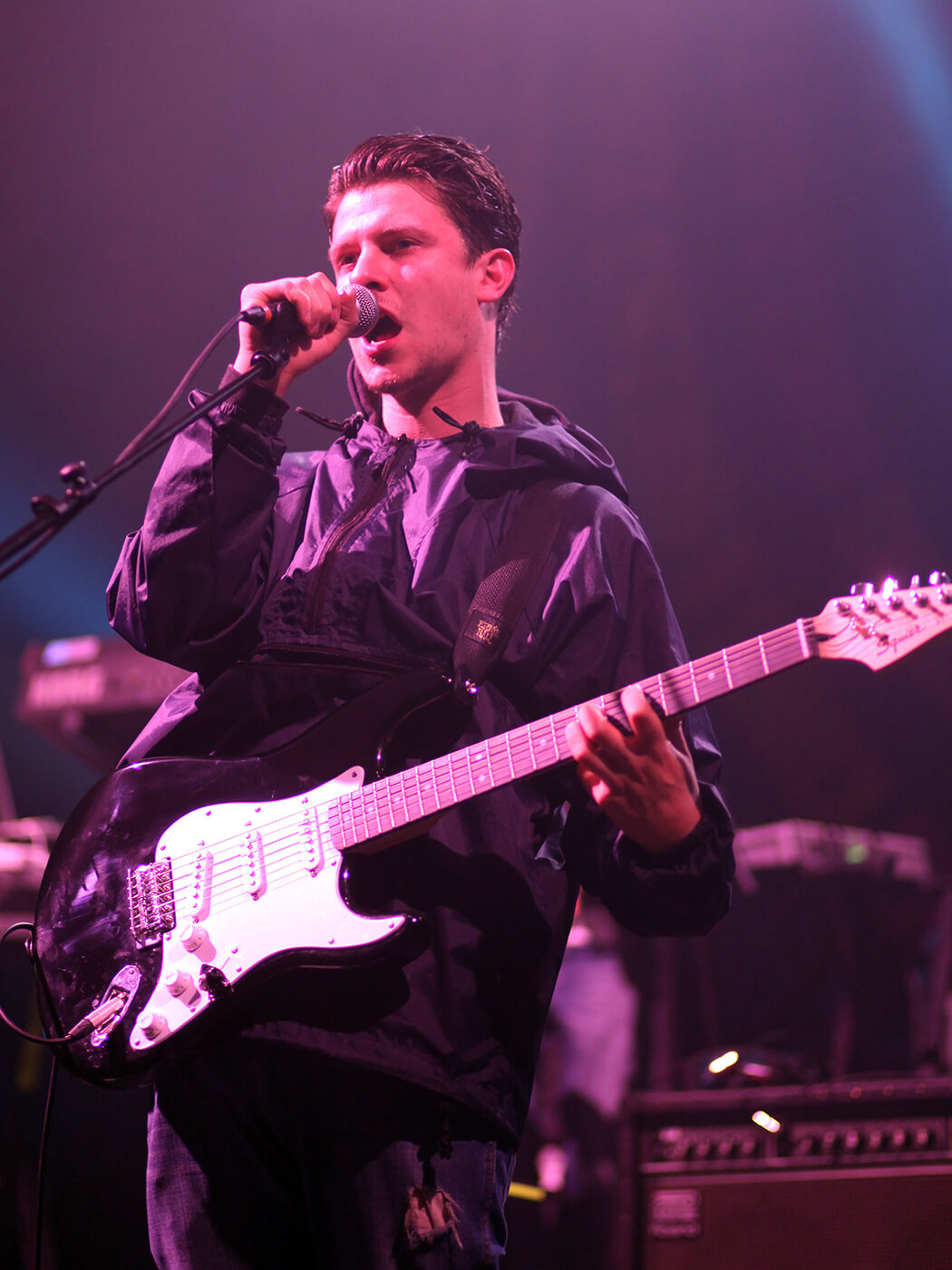 Jamie T performing with a Squier Stratocaster in 2010 by Harry Herd/Redferns via Getty Images