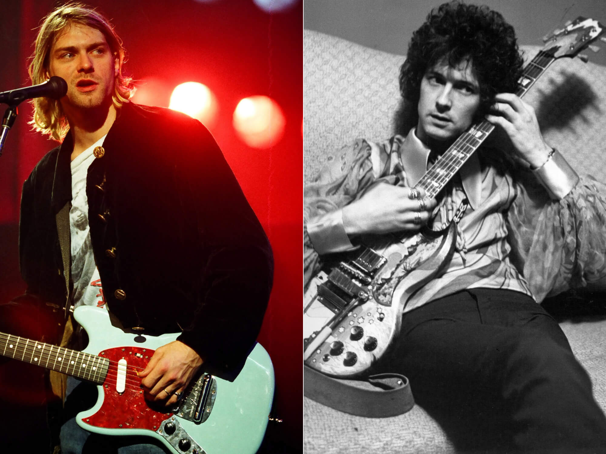 Kurt Cobain and Eric Clapton split image