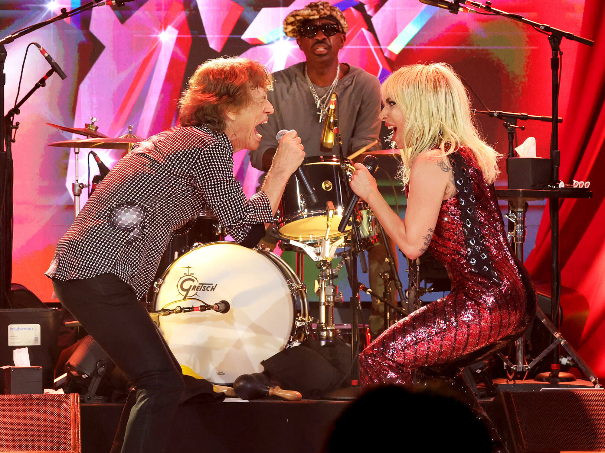 [L-R] Mick Jagger and Lady Gaga