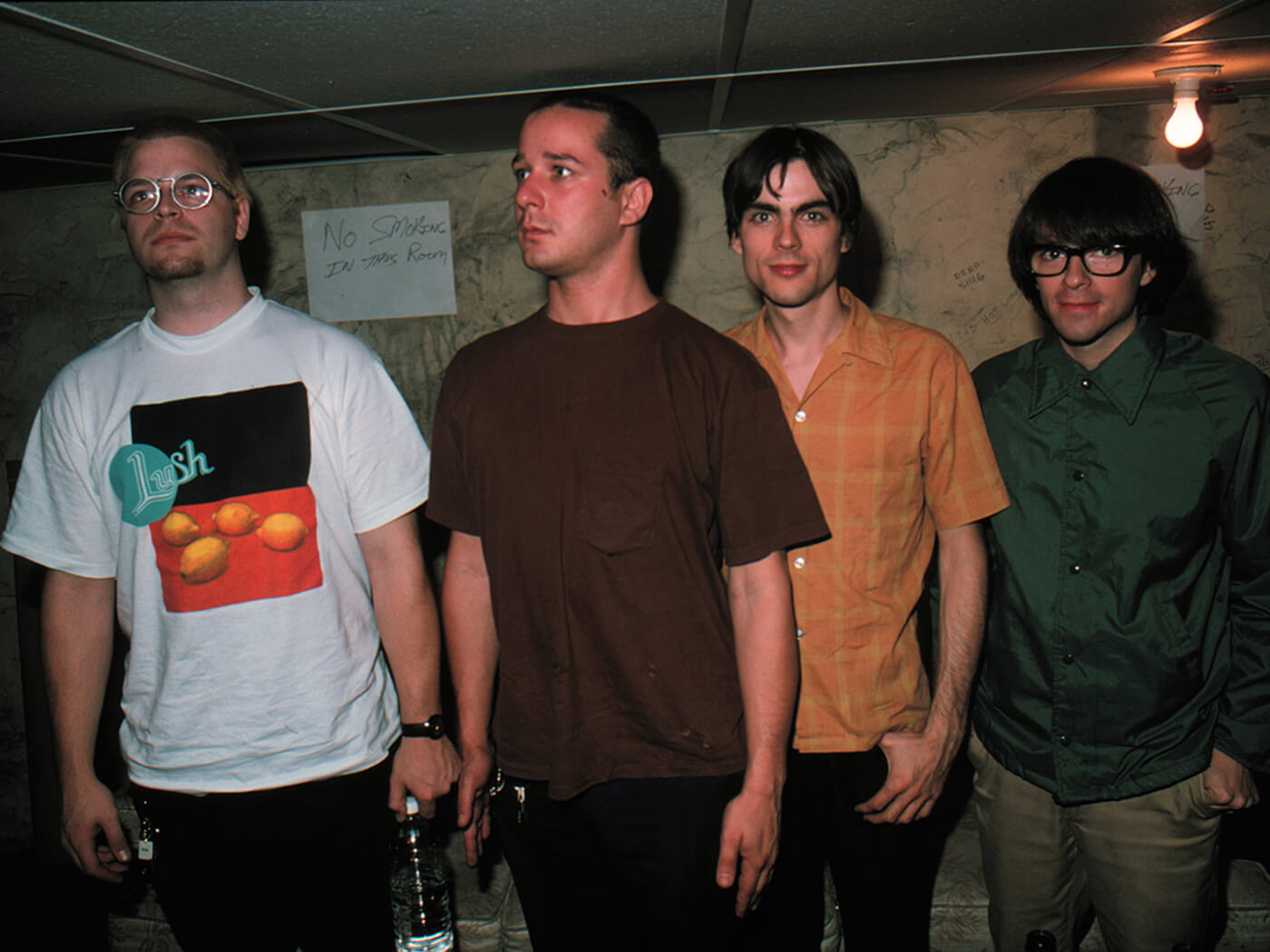Patrick Wilson, Matt Sharp, Brian Bell and Rivers Cuomo of Weezer photographed in 1994, photo by Jim Steinfeldt/Michael Ochs Archives via Getty Images