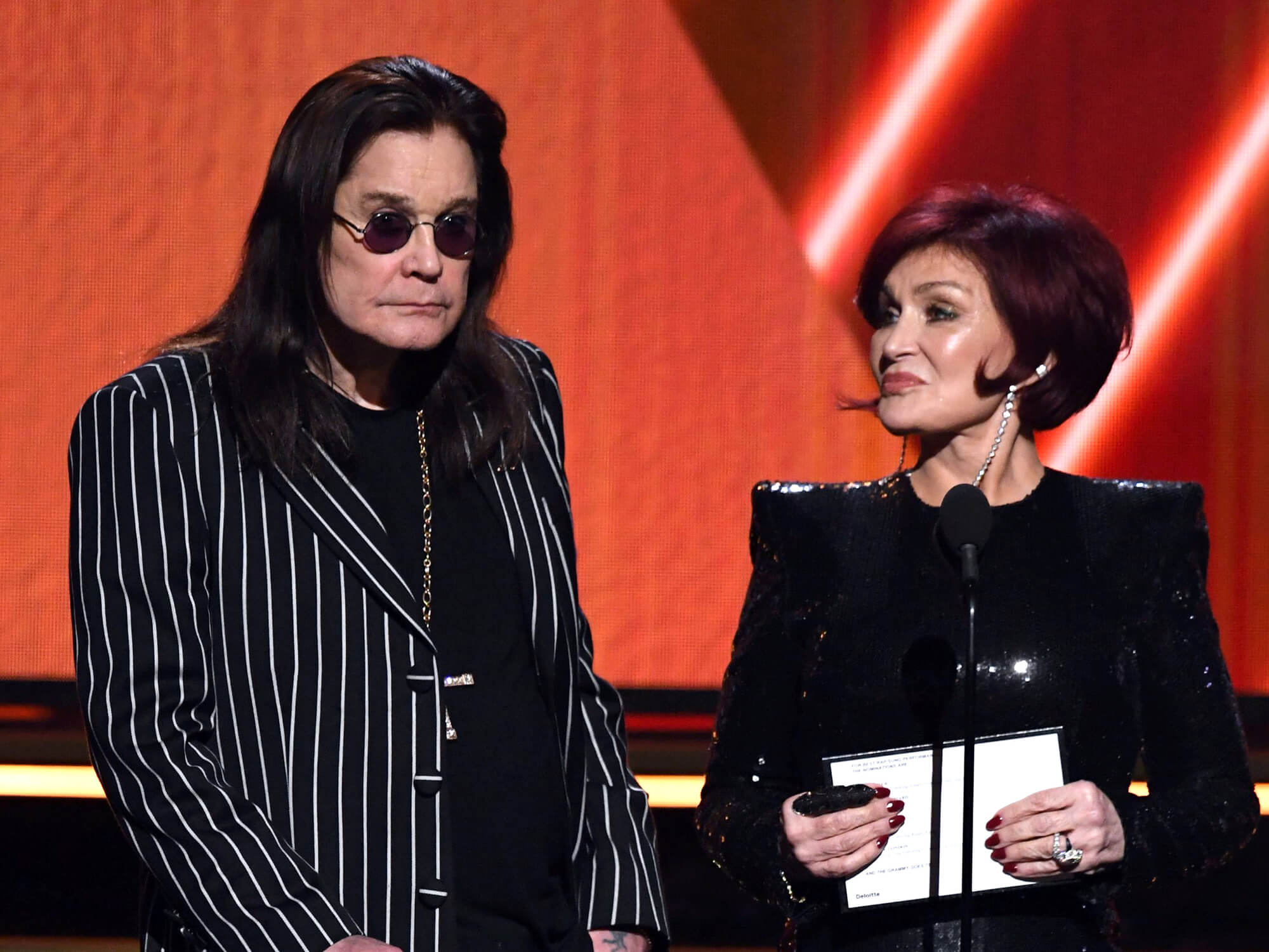 Ozzy Osbourne and Sharon Osbourne speak onstage