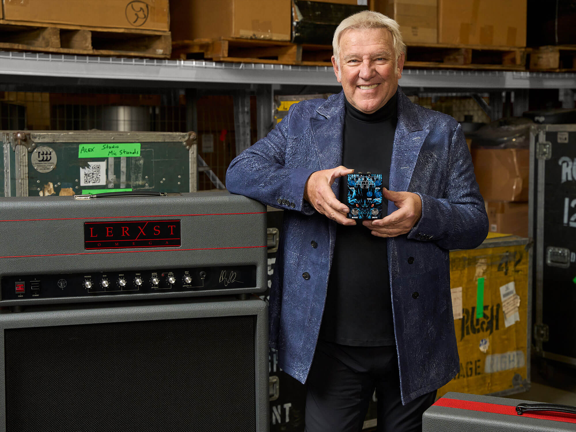 Alex Lifeson with new Lerxst pedal