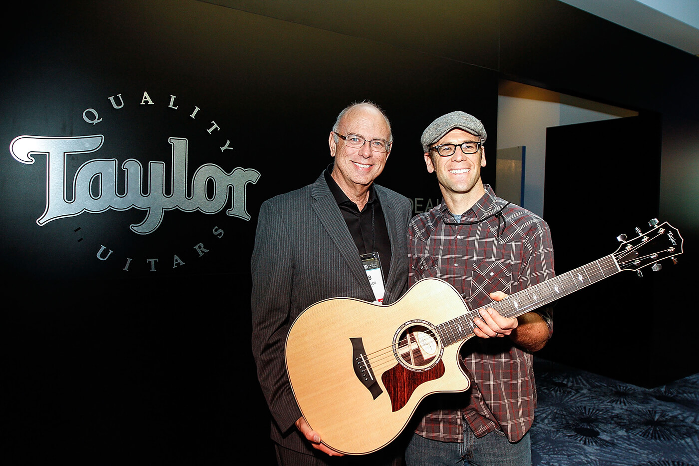 Taylor Guitars founder Bob Taylor and Andy Powers at the 2014 NAMM Show, photo by Daniel Knighton/FilmMagic via Getty Images